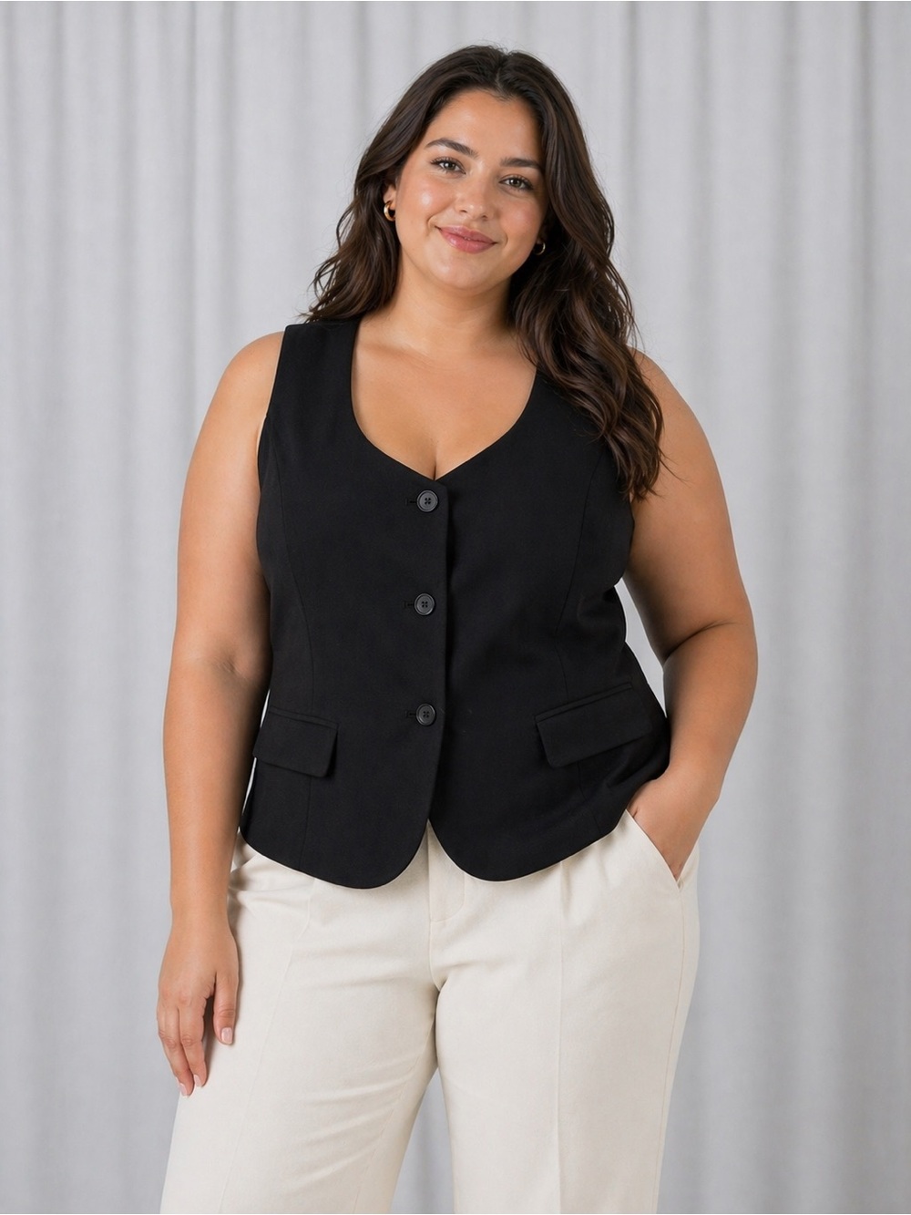 a new day Black Tailored Button-Front Vest